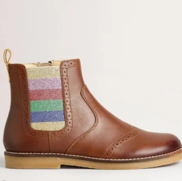 Mini Boden Other - Mini Boden Brown Chelsea Boots with Multicolor Stripe
